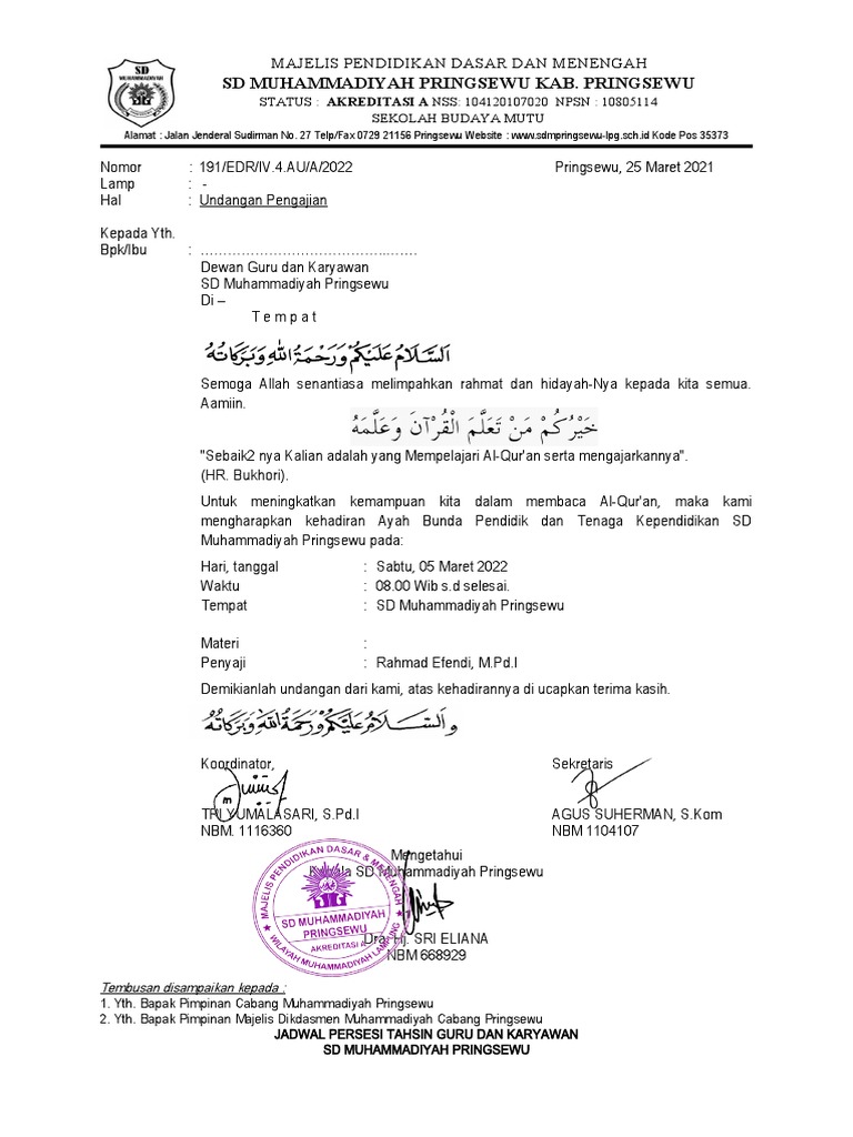 Surat Undangan Pengajian | PDF
