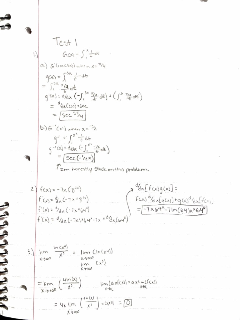 Calc 2 Test 1 | PDF