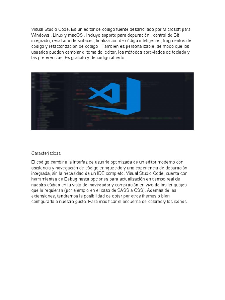 Características y ventajas de VSCode | PDF