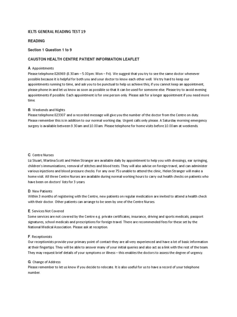 IELTS GENERAL READING TEST TIME visual data 8