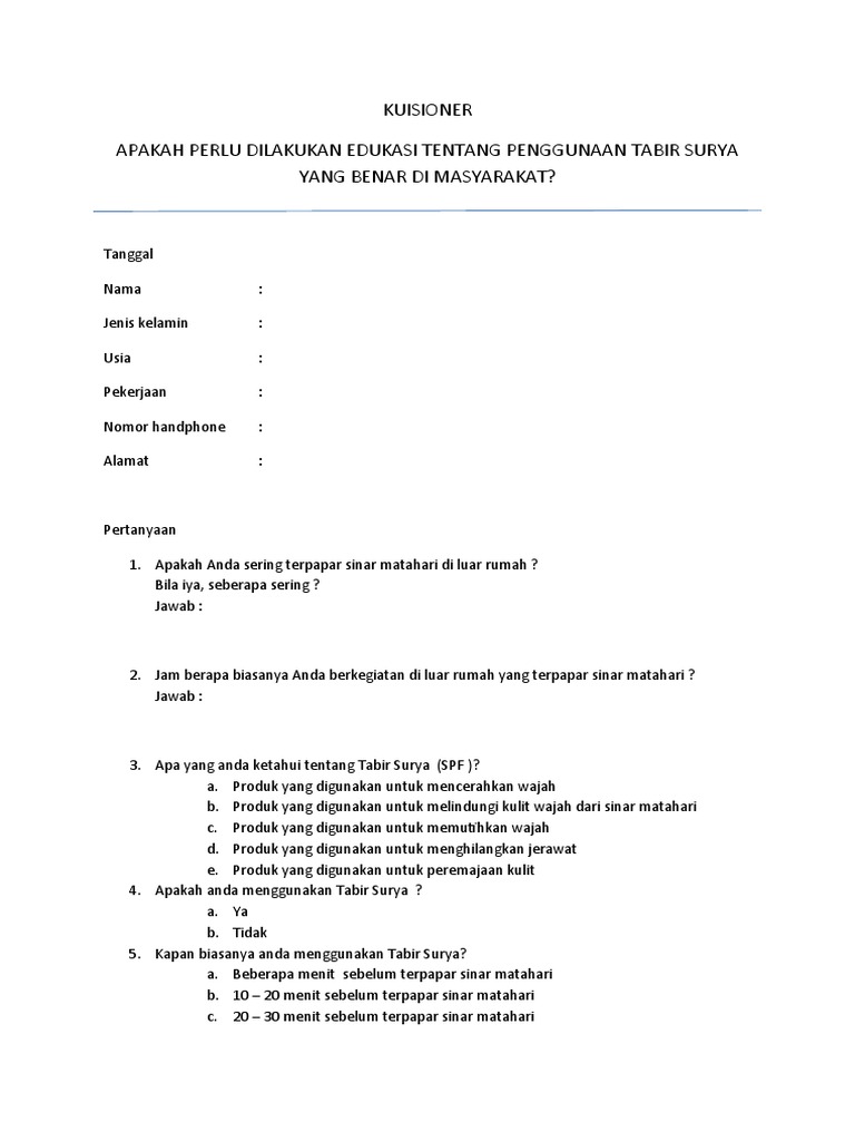 Edukasi Penggunaan Tabir Surya yang Tepat | PDF | Ilmu Sosial ...