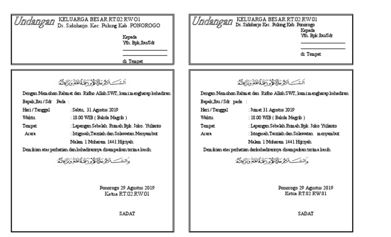 Undangan RT | PDF