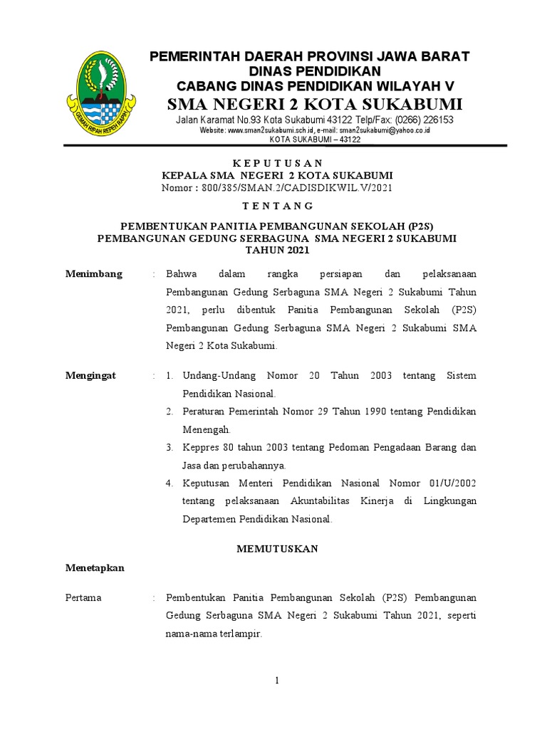 Sk Pembangunan Gedung Serbaguna 2021 Pdf