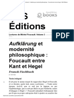 Aufklarung Et Modernité Philosophique - Foucault Entre Kant Et Hegel