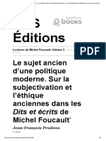 Le sujet ancien d´une politique modern. Sur la subjectivation et l´ethique anciennes dans les Dits et écrits de Michel Foucault