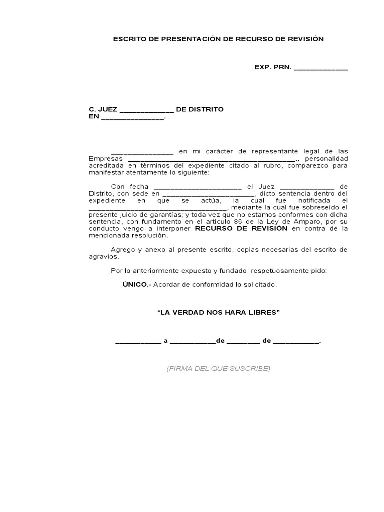 Recurso de Revisión en Juicio de Amparo | PDF | Derecho