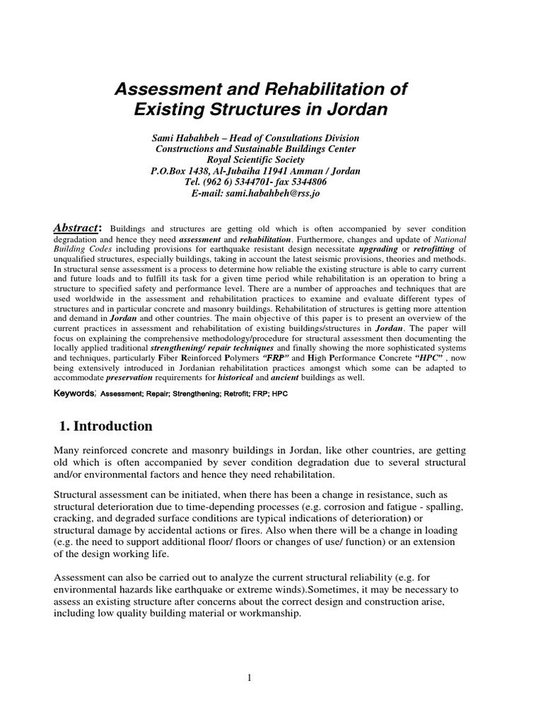 Assessment and Rehab of Structures in Jordan | PDF | Concrete ...
