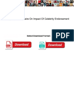 Sample Questionnaire On Impact of Celebrity Endorsement