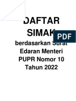 Daftar Simak SE MENTERI PUPR NO 10 Tahun 2022