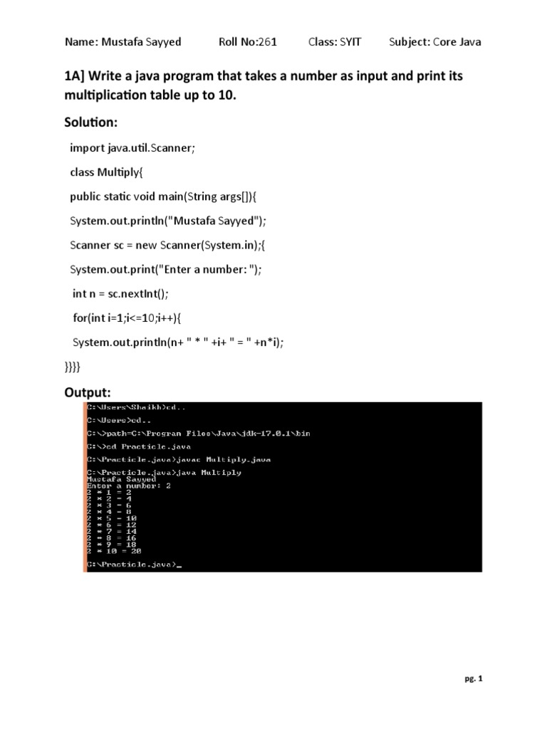 Write A Java Program That Takes A Number As Input and Print Its | PDF ...