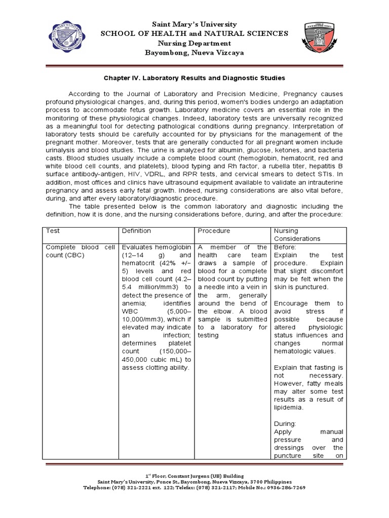 Interpreting Laboratory Tests and Diagnostic Procedures During