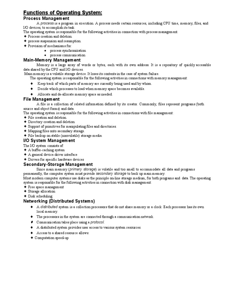 Functions of Operating System:: Process Management | PDF | Computer ...