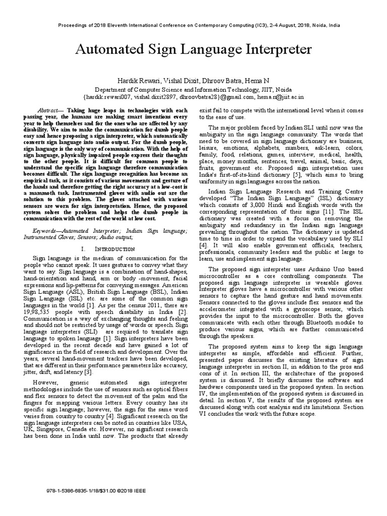 Automated Sign Language Interpreter | PDF | Sign Language | Artificial ...