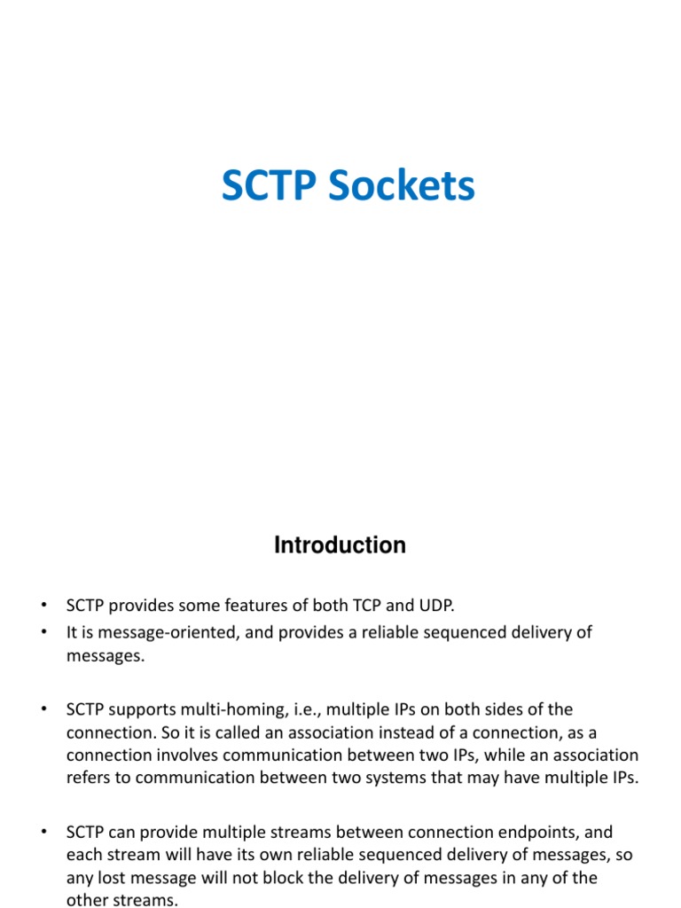 6 2.1 SCTP Sockets Updated PDF Network Socket Network Protocols