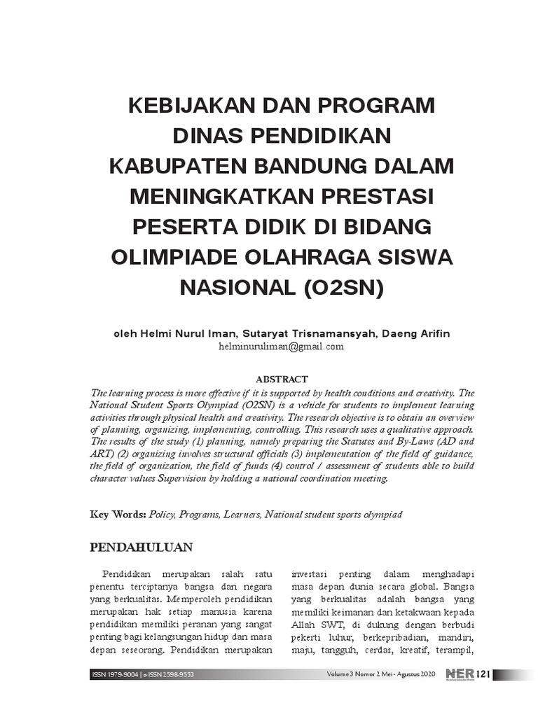 Kebijakan Dan Program Dinas Pendidikan Dalam Meningkatkan Prestasi ...