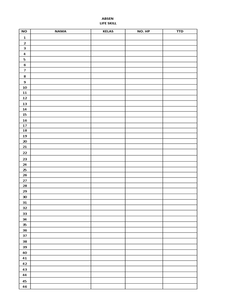 Liste d'Absence en Compétences de Vie | PDF