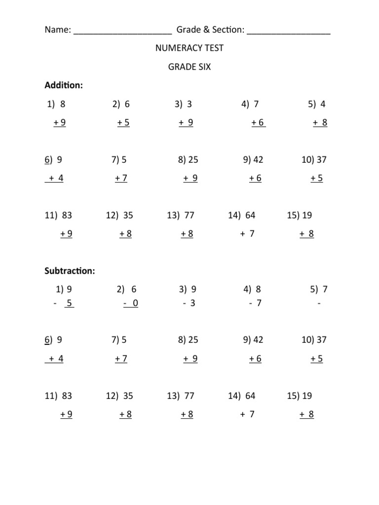 numeracy-test-pdf