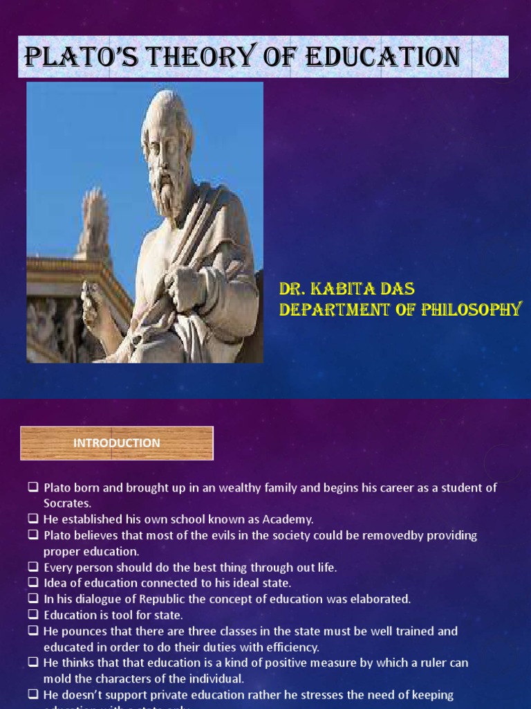 Theory of Education Plato PDF Plato Philosophical Theories