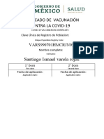 Santiago Ismael Varela Rojas: Certificado de Vacunación Contra La Covid-19