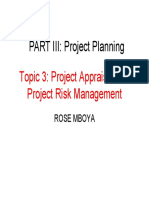 Part III Project Planning - Topic 3 Project Appraisal and Project Risk Management