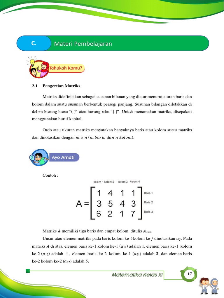 Pengantar Matriks untuk Kelas XI | PDF