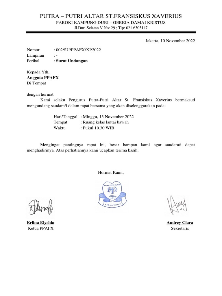Surat Undangan Rapat Anggota | PDF