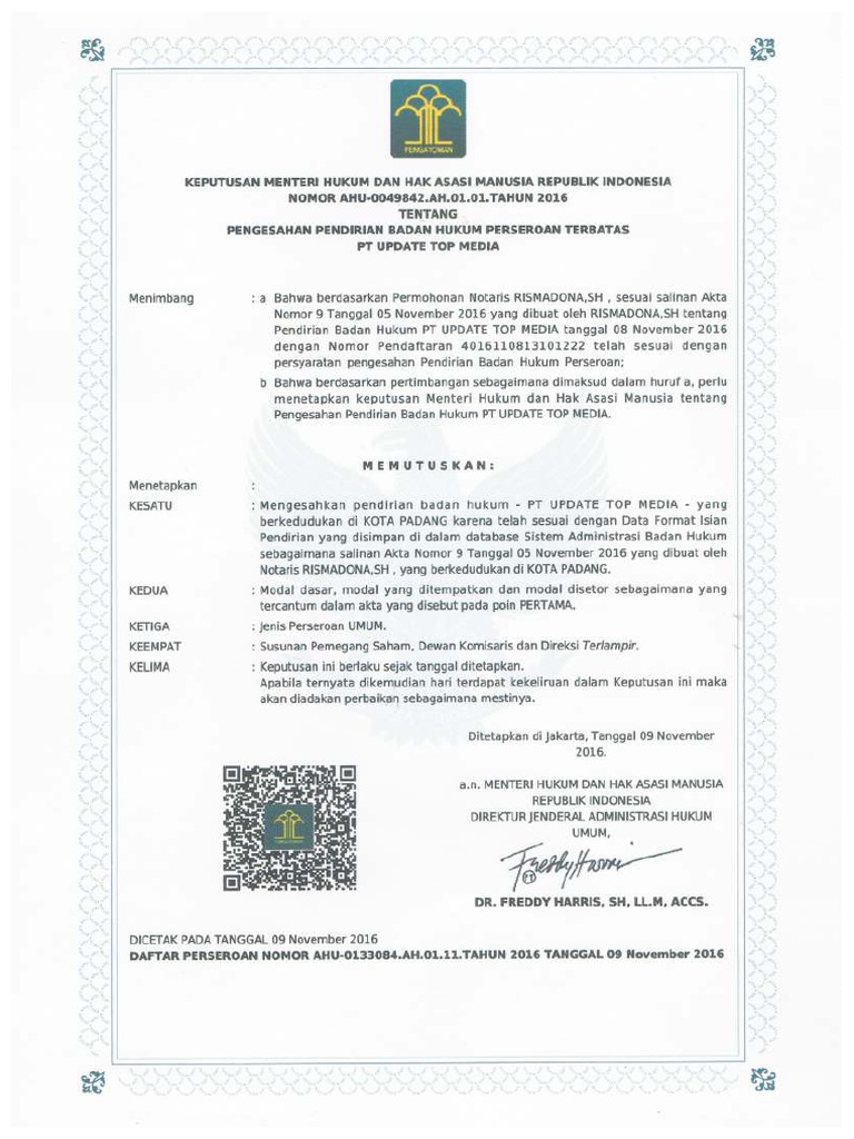 Cek Sk Kemenkumham Pt