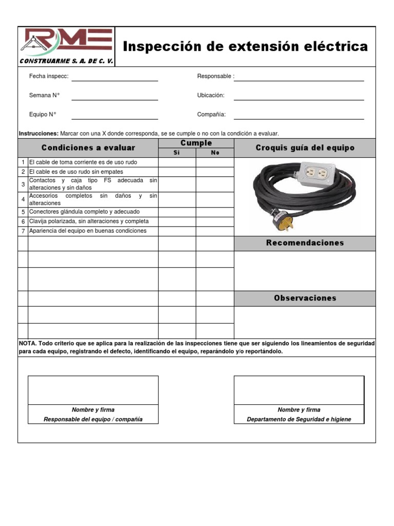 Check List Extensión Eléctrica PDF