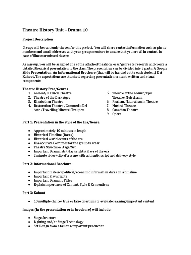 Theatre History Project PDF Theatre Entertainment