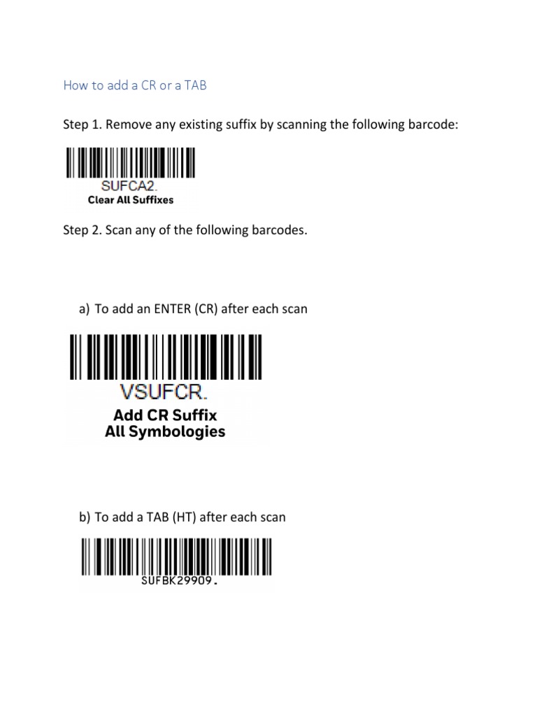 Adding CR or TAB Suffix to Scans | PDF