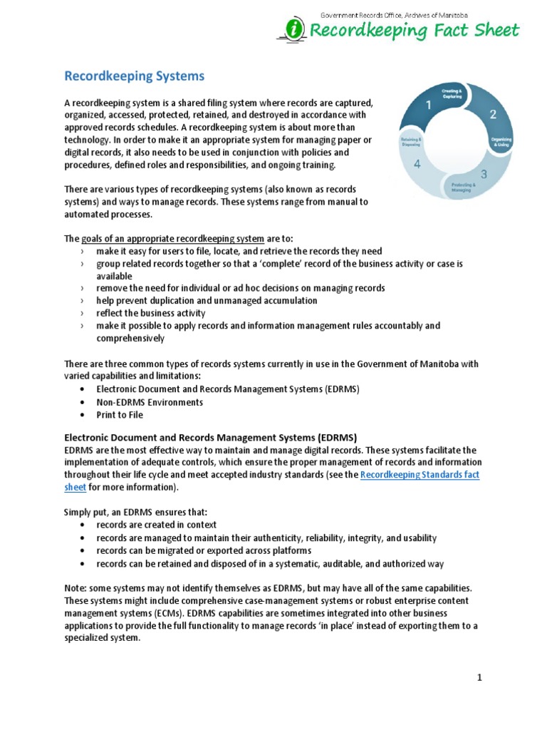 Recordkeeping Systems PDF Records Management Computer Data Storage