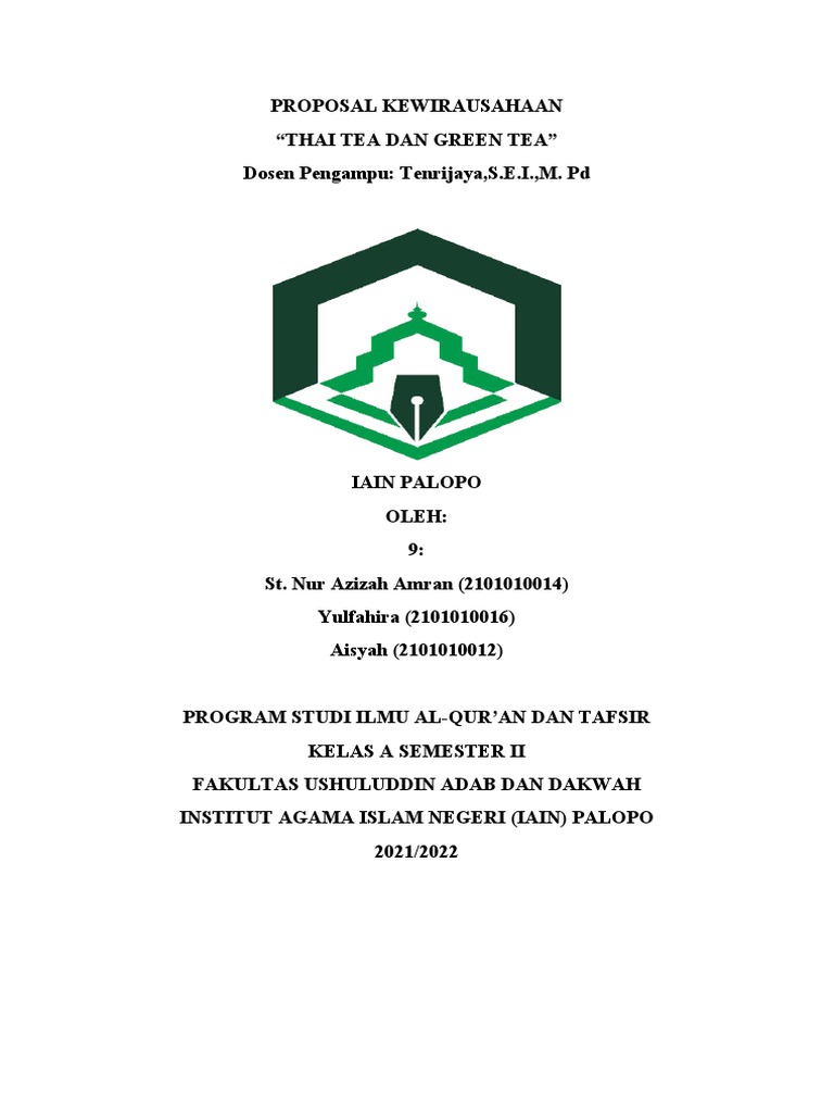 Proposal Kewirausahaan Kelompok 9 | PDF