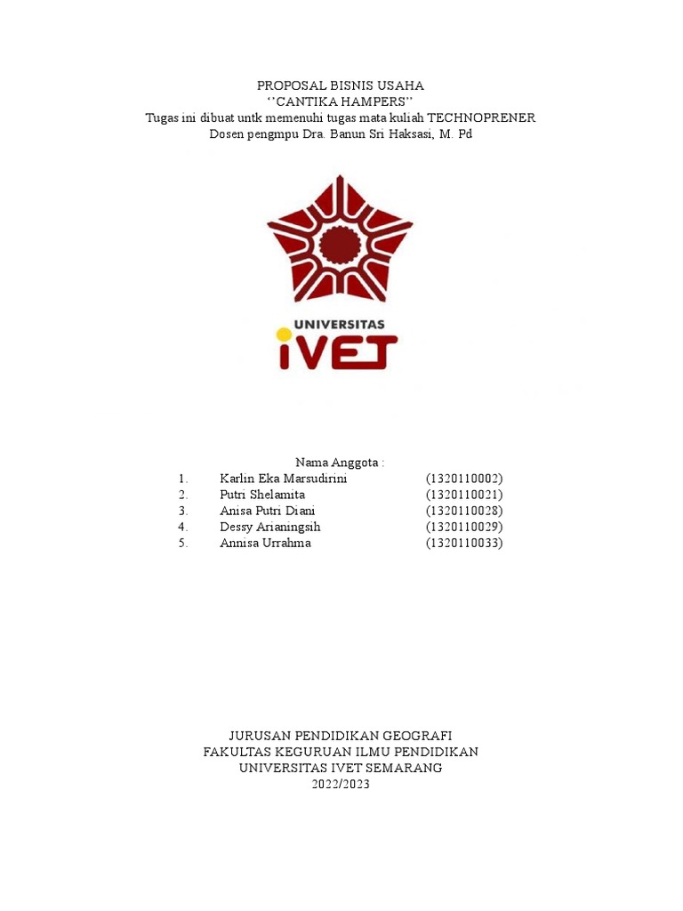 Proposal Usaha Hampers Cantika | PDF | Bisnis