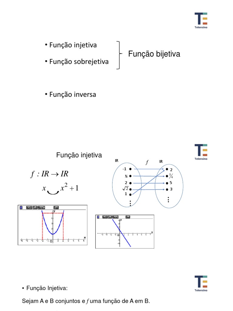 Funções Injetiva e Sobrejetiva | PDF | Função (Matemática) | Conceitos ...