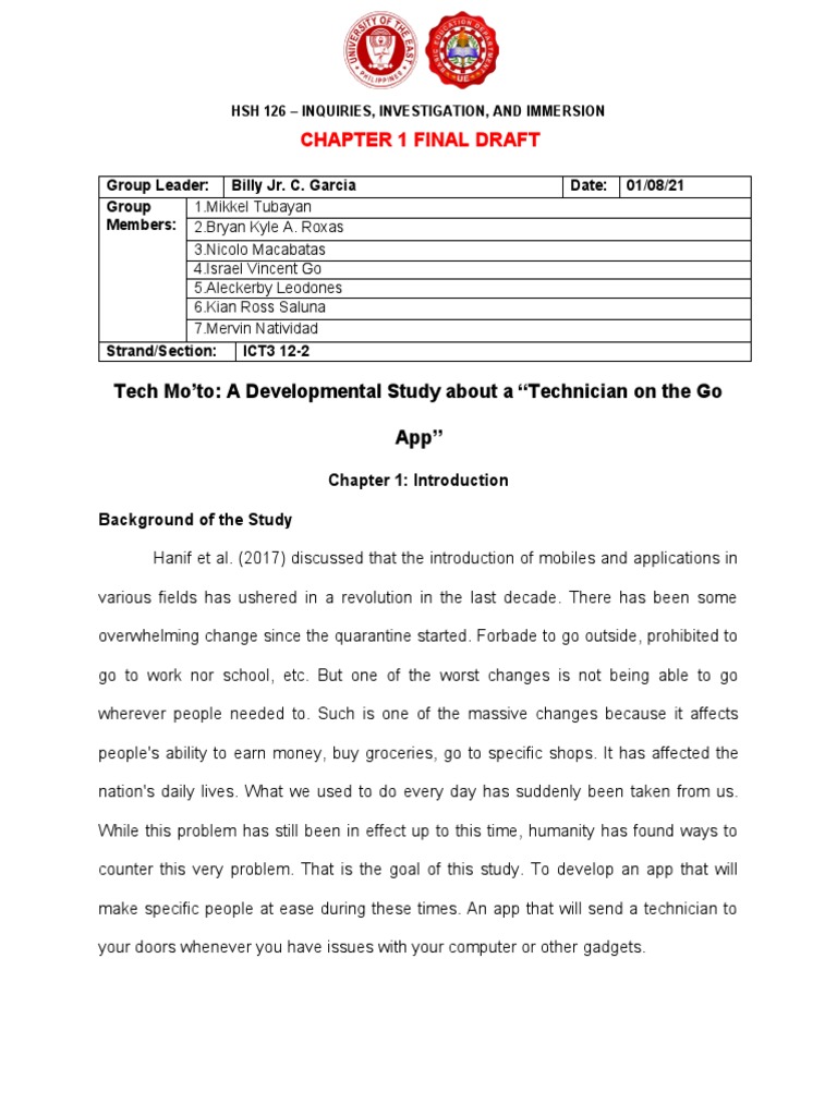 Chapter 1 Final Draft Group 6 PDF Application Software Mobile App