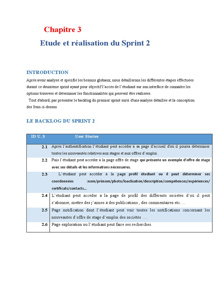 Réalisation du Sprint 2 : Interface Étudiant | PDF | Cas d'utilisation ...