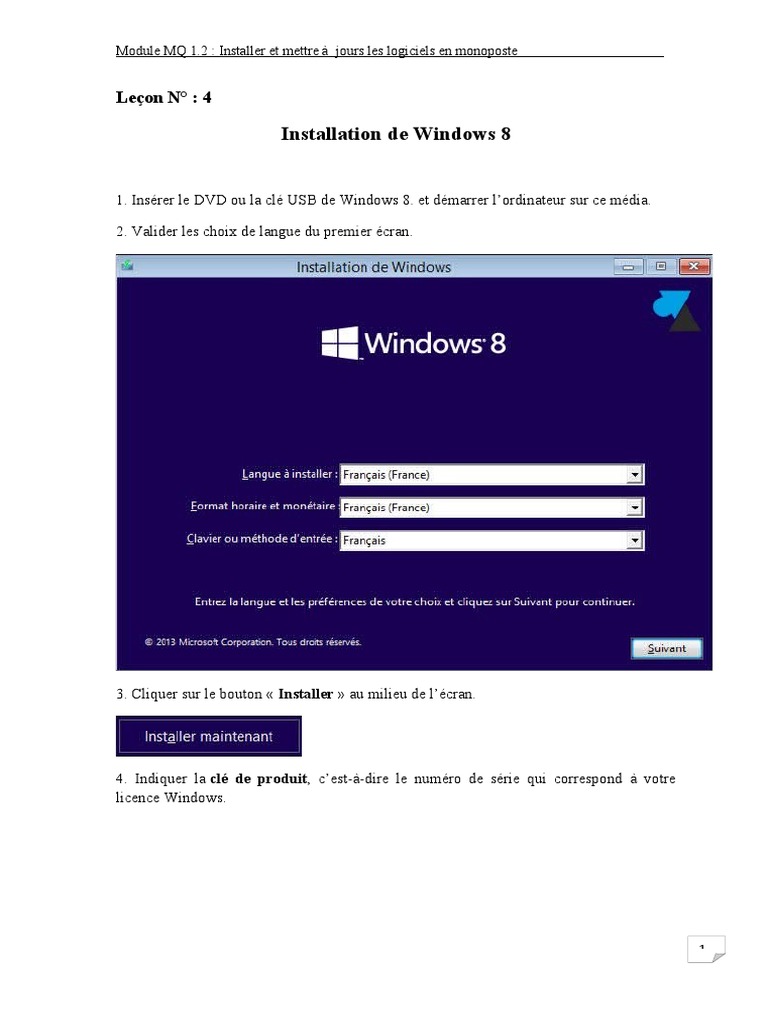 Guide d'installation de Windows 8 | PDF | Windows 8 | Microsoft Windows