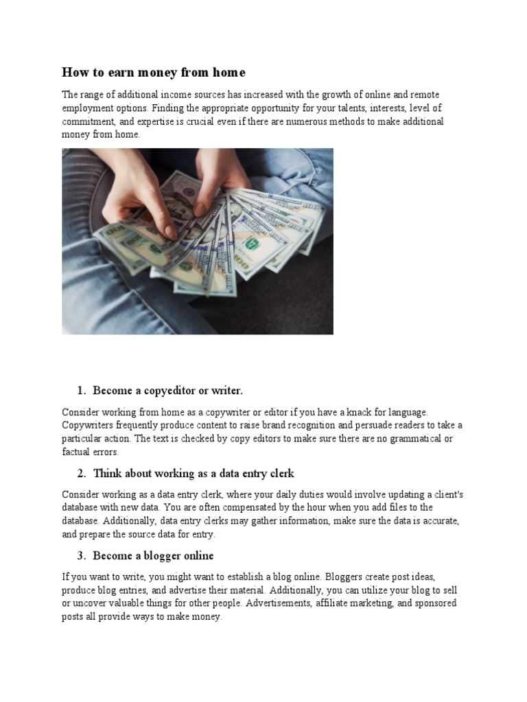 How To Earn Money From Home Pdf