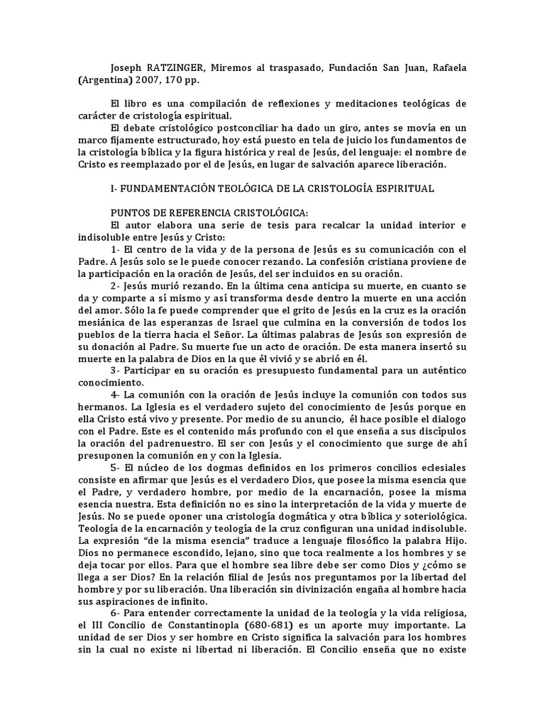 Cristologia de Ratzinger | PDF | eucaristía | Cristo (título)