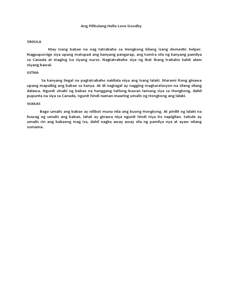 Ang Pilikulang Hello Love Goodby | PDF