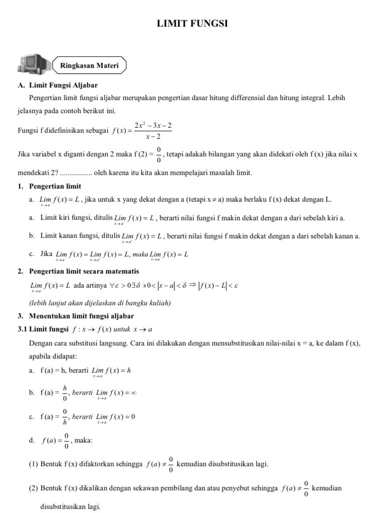Contoh Soal Limit Fungsi Substitusi Langsung - kumpulan ...