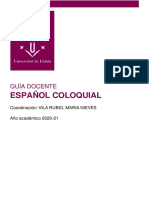 Español coloquial: Guía docente 2020-21