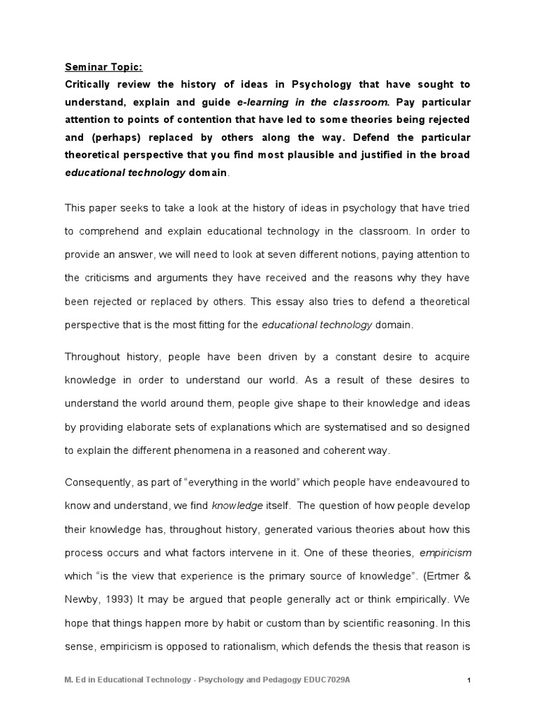Mid term essay history of ideas in psychology that have sought to