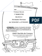 1º BIMESTRE - BLOCO 2 19-04-2021 A 07-05-2021 5º ANO B