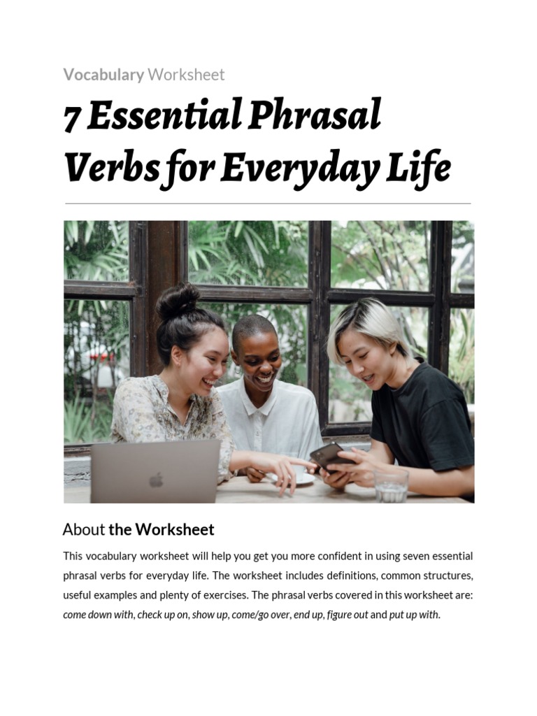 7 Phrasal Verbs For Everyday Life Pdf English Language Sentence