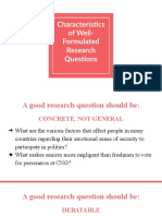 Characteristics of Well-Formulated Research Questions. UNICA