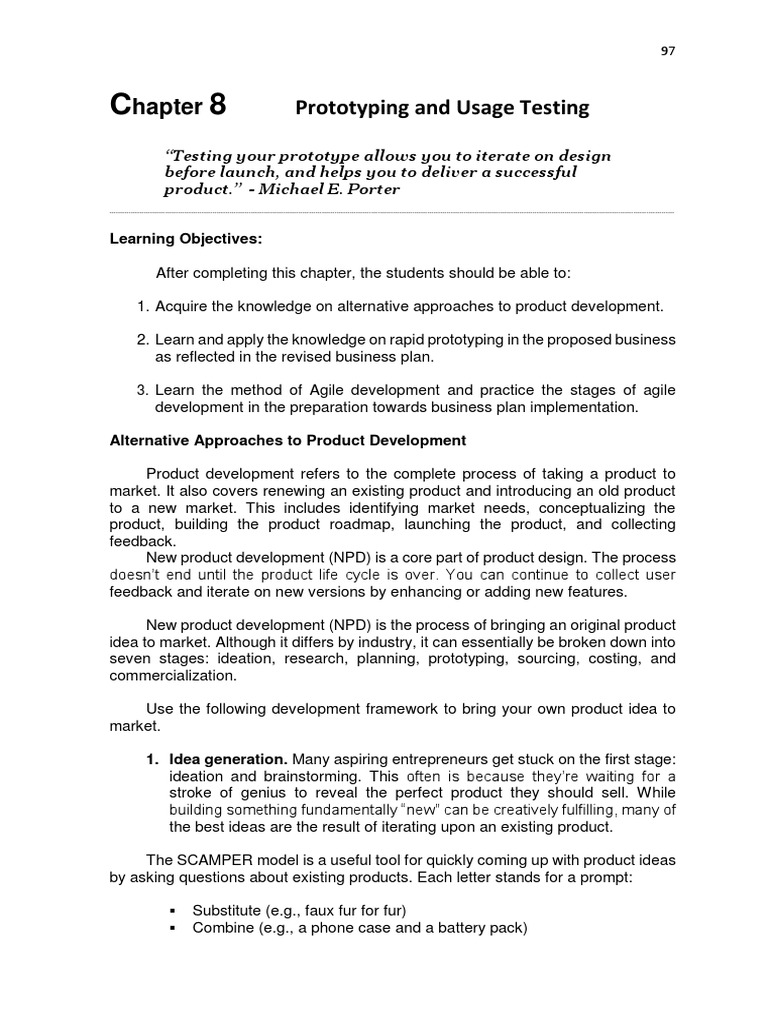 Chapter 8 Prototyping and Usage Testing | PDF | Prototype | Design