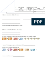 Atividade de Matemática sobre Sistema Monetário Brasileiro