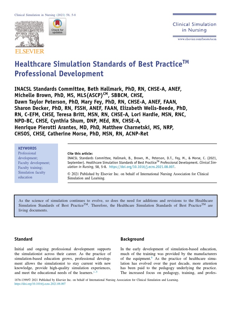 Healthcare Simulation Standards of Best PracticeTM DESARROLLO