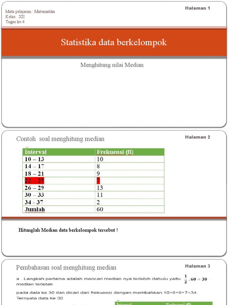 Tugas 4 PPT Statistika Kelas 12 | PDF | Karier & Perkembangan | Sains ...